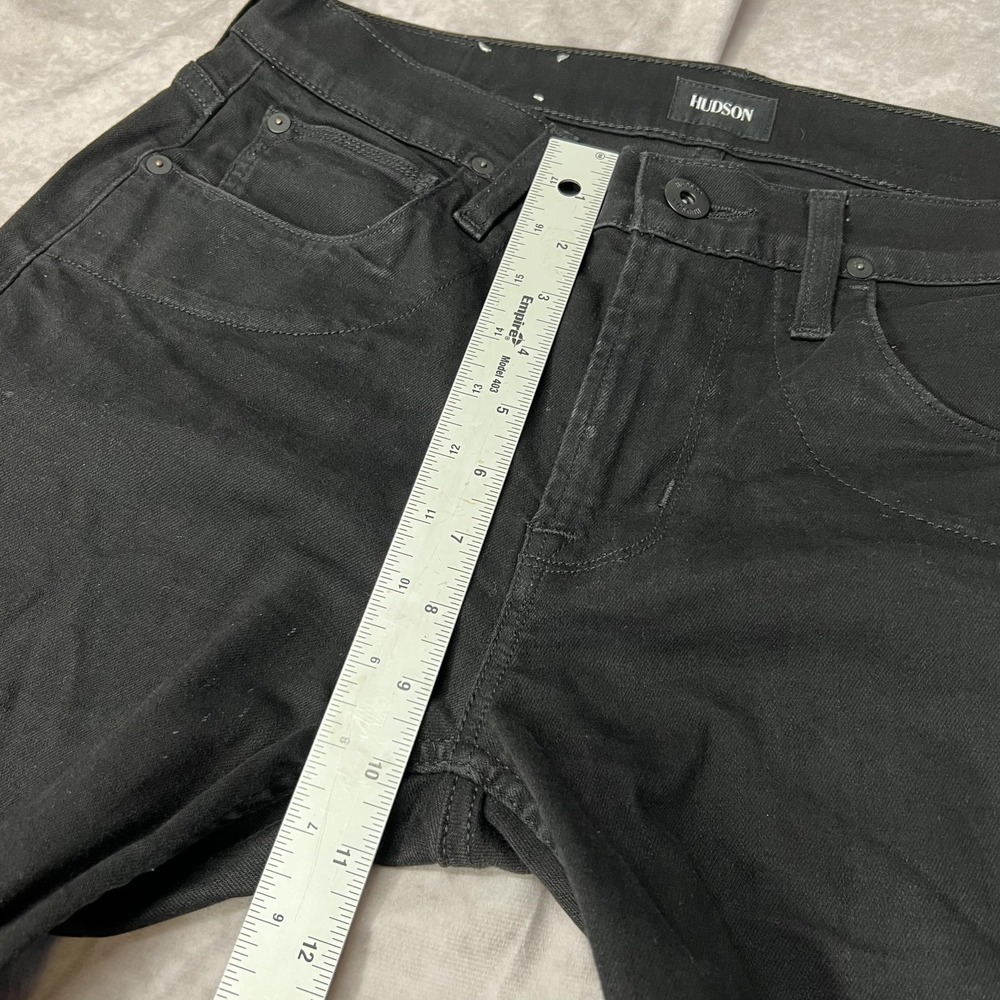 Hudson Ethan Biker Skinny Jeans Mens 30 Black Moto Stretch Denim Pants - Picture 9 of 13